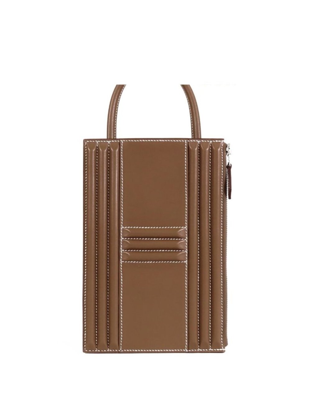 Hermes Cadena Clutch Etoupe Silver Tadelakt Handbag